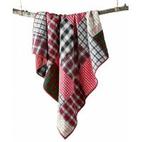 Martha Stewart Collection Patchwork Quilted Throw, Red, 50″ x 60″