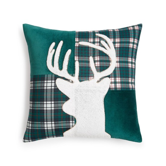  Stag Plaid Decorative Pillow, Green,18″ x 18″