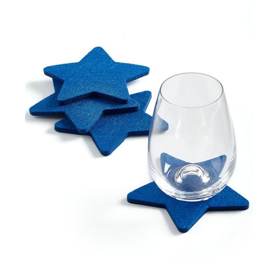 Martha Stewart Collection Star-shaped Felt Coasters, Set Blue