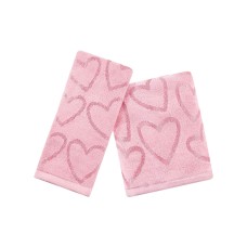 Martha Stewart Collection Tonal Hearts Tip Towel, Set Of Pink Towel Sets