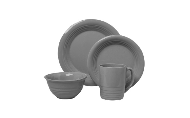  Everyday Stoneware Dinnerware – Set of 16 Service for 4, Grey