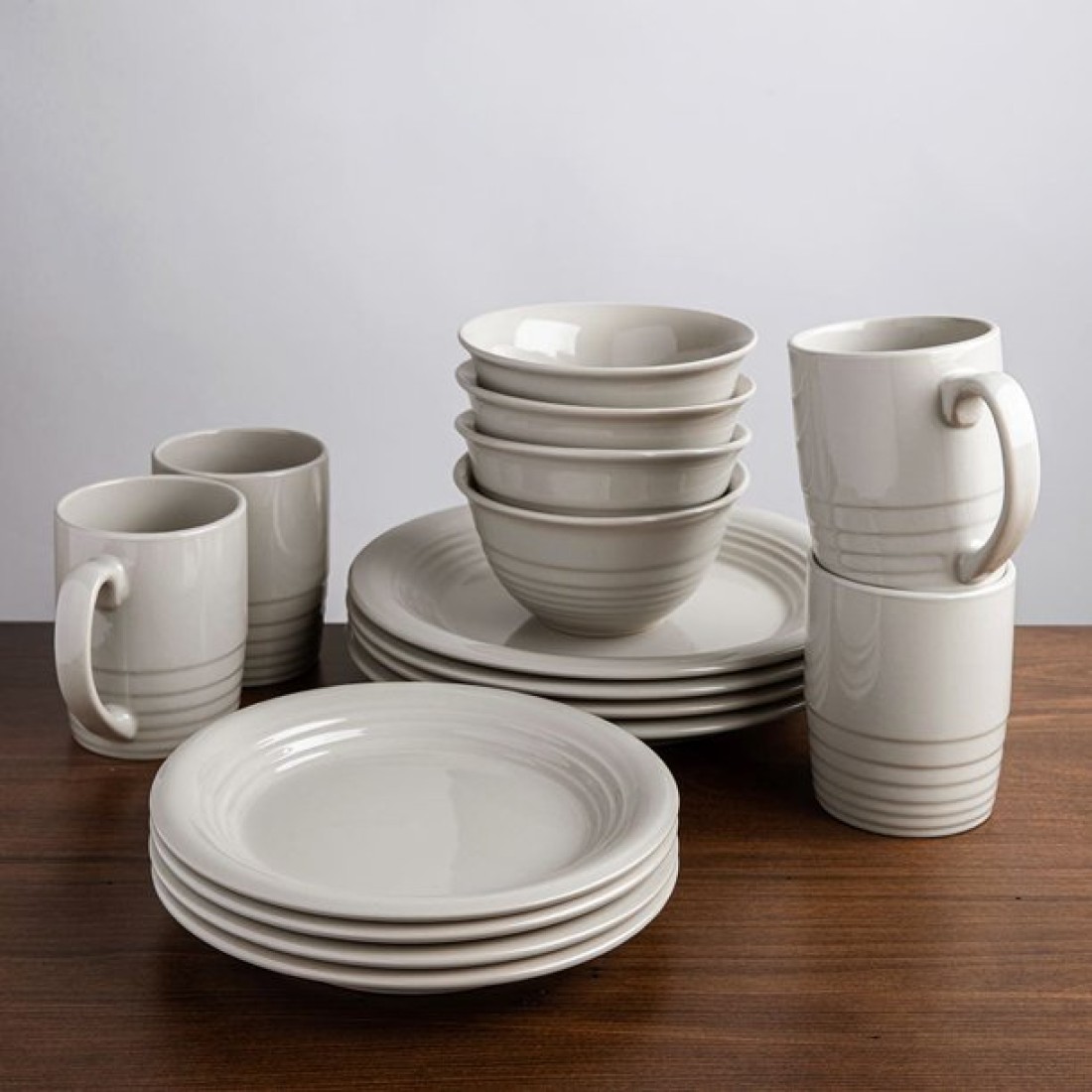 Martha Stewart Everyday Stoneware Dinnerware Set, White, 16 Piece