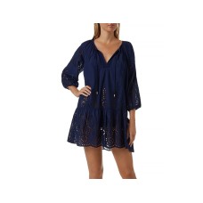 Melissa Odabash Ashley Eyelet Cover-Up Dress, Medium, Navy
