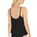  BLACK Iconic Solids Double Layer Tankini Top, Medium, Black