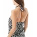  Logo-Ring Blouson Tankini Top, Black, Small