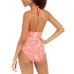  Printed Halter One-Piece  Women’s Swimsuit, Multi, 16