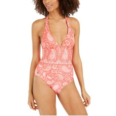 Michael Michael Kors Printed Halter One-Piece  Women’s Swimsuit, Multi, 16
