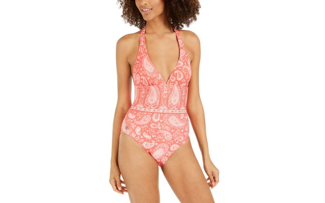  Printed Halter One-Piece  Women’s Swimsuit, Multi, 16