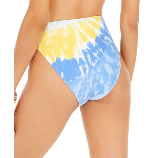 Michael  Tie-Dye High-Leg Bikini Bottoms,Saffron Multi,X-Small