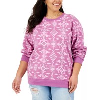 Mighty Fine Trendy Plus Size Printed Sweatshirt, Pink, 3X