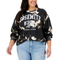 Mighty Fine Trendy Plus Size Tie-Dyed Yosemite Graphic Top, Black, 3X