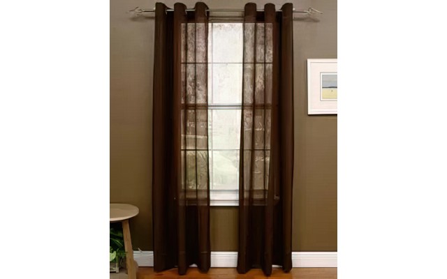  Preston 108-inch Sheer Grommet Panel, brown , 48×108