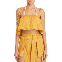 MINKPINK Womens Tie Strapes Crop Cami Gold M