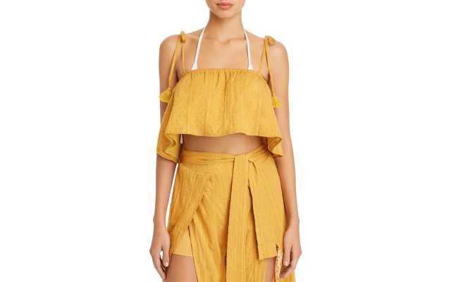  Womens Tie Strapes Crop Cami Gold M