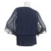  Dolman Rhine Ladder Trim Blouse, Large, Navy