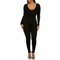 Naked Wardrobe V-Neck Jumpsuit, Black, Large