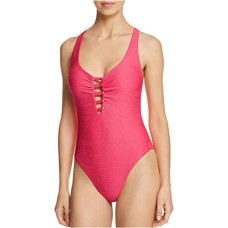 Nanette Lepore Women’s Standard High Leg One Piece Swimsuit, Watermelon//Raffia, 10