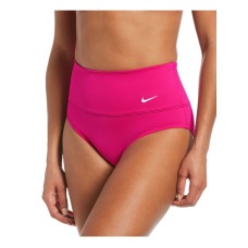 Nike Essential High-Waist Banded Bikini Bottoms Women’s Swimsuit, Pink, Large