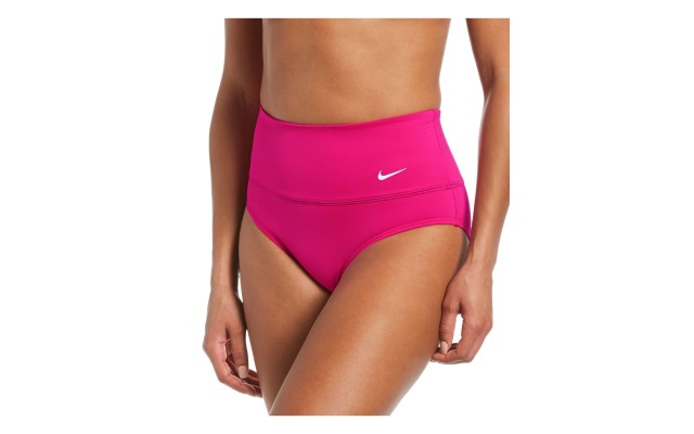  Essential High-Waist Banded Bikini Bottoms Women’s Swimsuit, Pink, Large