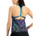  Neon Leaf Racerback Tankini Top, Black, Small