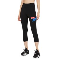 Nike One Women’s Cropped Graphic-Print Leggings, Black/Blue, Medium
