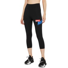 Nike One Women’s Cropped Graphic-Print Leggings, Black/Blue, Medium