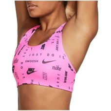 Nike Women’s Dri-FIT Swoosh Medium Impact Sports Bra, Pink, Small