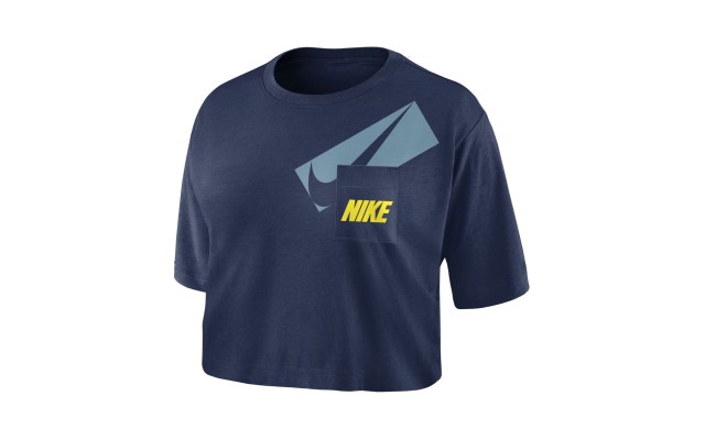  Women’s Logo Pocket Crop Top, Midnight, Large