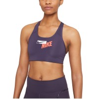 Nike Womens Logo Racerback Medium Impact Sports Bra, Purple, Large