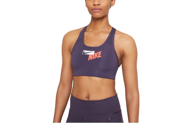  Women’s Logo Racerback Medium Impact Sports Bra, Purple, Small