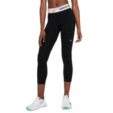 Nike Women’s Printed-Waist Logo 7/8 Length Leggings, Black, X-Large