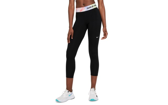  Women’s Printed-Waist Logo 7/8 Length Leggings, Black, X-Large