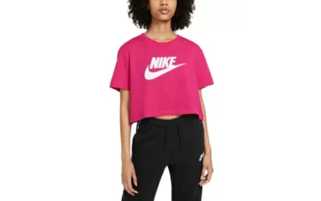  Women’s Sportswear Cotton Logo Cropped T-Shirt, Pink, X-Large