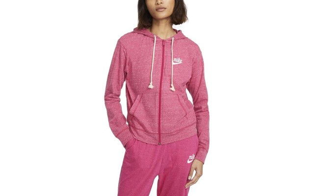  Women’s Sportswear Gym Vintage Full-Zip Hoodie, Small, Pink
