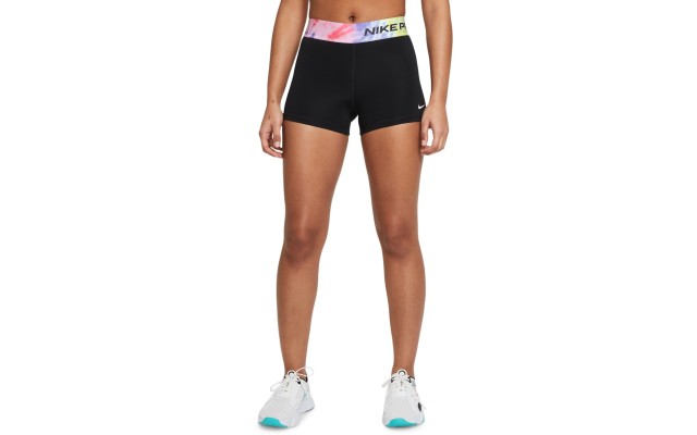  Women’s Tie-Dye Waist Pro 3″ Shorts, Black, Large