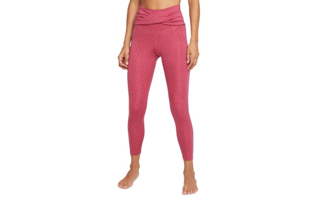  Women’s Yoga Twist-Waist High-Rise 7/8 Length Leggings, Beet Red, Medium