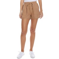 Oat Drawstring-Waist Shorts, Dark Beige, Small