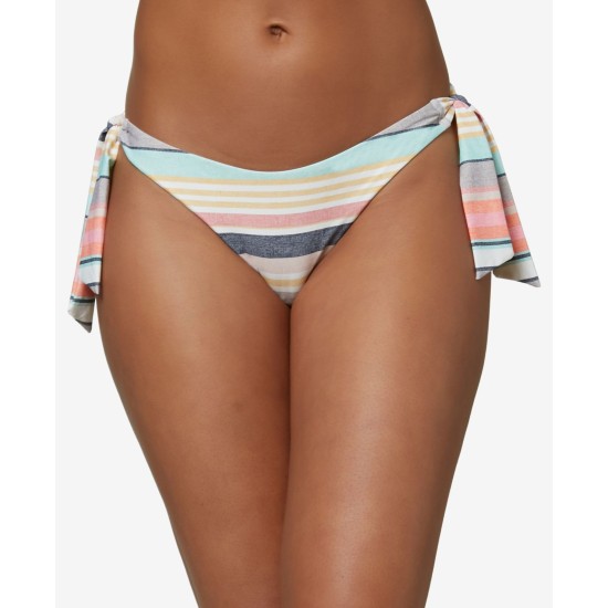 O’Neill Juniors’ Maho Cruz Striped Cheeky Bikini Bottoms, X-Large, Multicolor