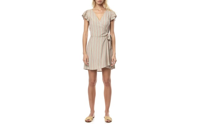 O’Neill Juniors’ Maurie Flutter-Sleeve Wrap Dress, Medium, Multi