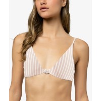 O’Neill Juniors’ Pismo Lilia Striped Bikini Top, Beige, X-Large