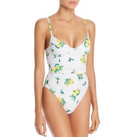 Onia Women’s Danielle Lemon Belted One Piece Swimwear, White, Medium
