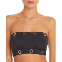 Oye Swimwear Arya Grommet Bandeau Bikini Top, Black, X-Small