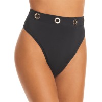 Oye Swimwear Arya Grommet Bikini Bottom, Black, X-Small