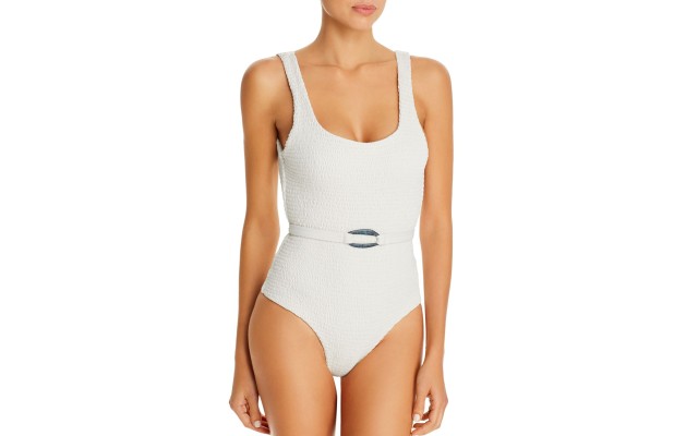 Palm Swimwear Maya Belted One Piece Swimsuit, Ivory, Medium