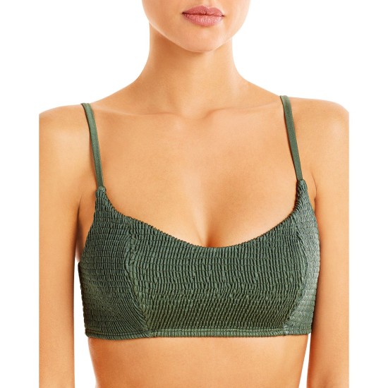 Peixoto Jojo Smocked Bikini Top, Emerald Green, XLarge