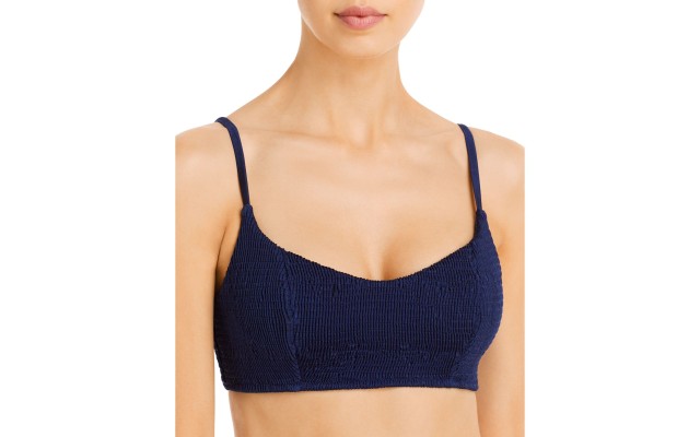 Peixoto Jojo Smocked Bikini Top, Small, Navy