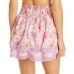  Womens Belle Fringe Printed Daytime Skirt Swim Cover-Up, Pink, Medium