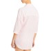  Womens Josie Striped Button Down Caftan Swim Cover-Up, Pink, Medium/Large