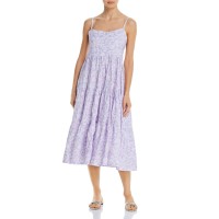Peony Aftersun Printed Linen Dress Swim Cover-Up, Purple, Purple, 10