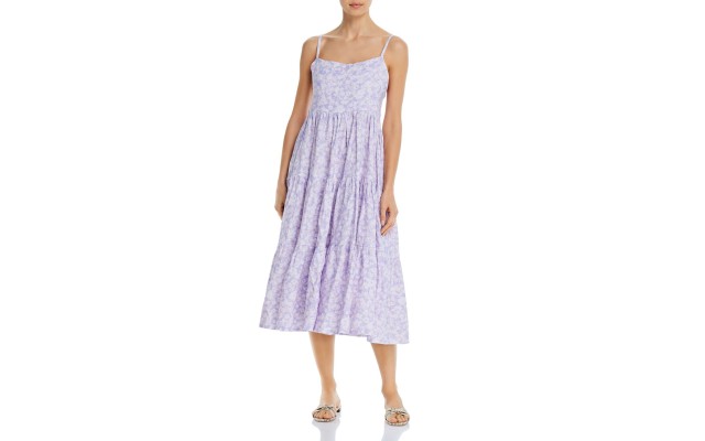  Aftersun Printed Linen Dress Swim Cover-Up, Purple, Purple, 10